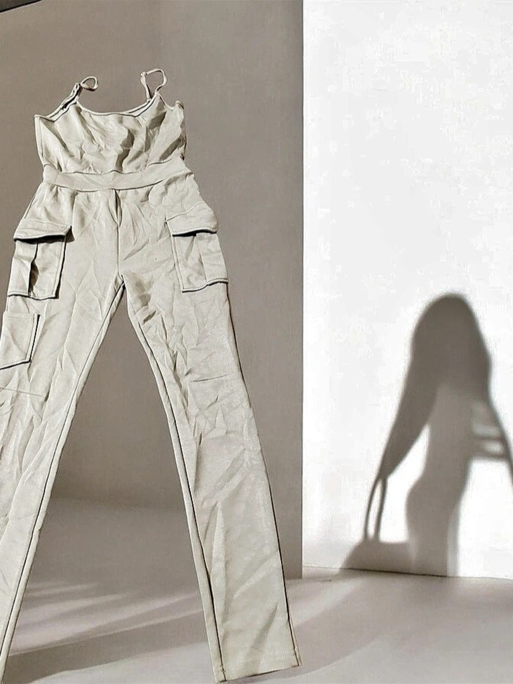 White Cargo Jumpsuit Like New